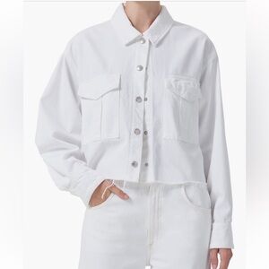 Agolde Nyx Raw Hem Boxy Denim Shirt Jacket Size L